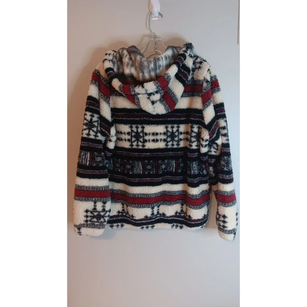 Billabong Cozy For Keeps Mulicolor 1/4 Zip Sherpa Pullover Sz Medium